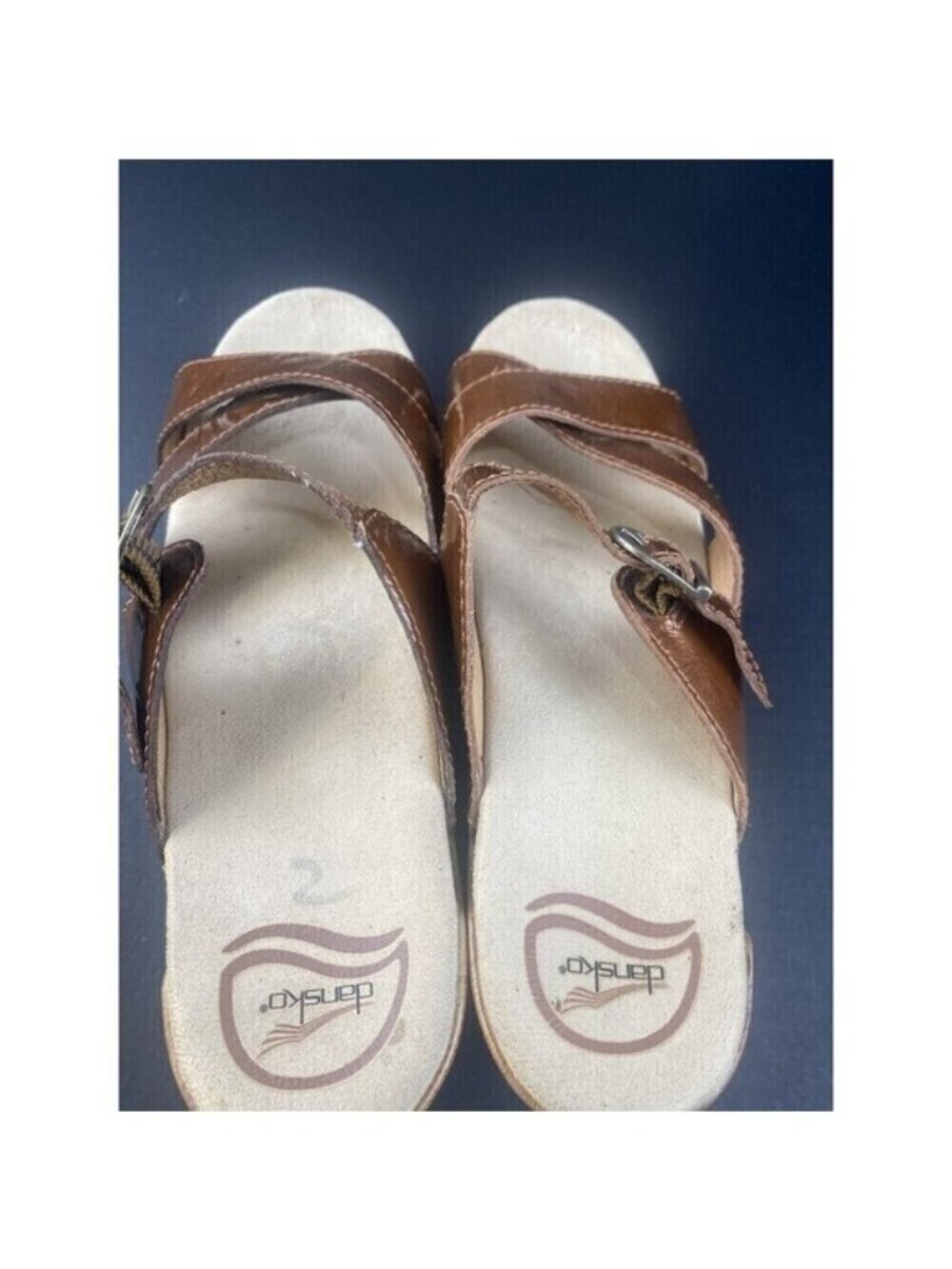 Dansko Bronze Patent Leather Criss Cross Strappy Slides Sandals Clogs  Size 41 - Picture 11 of 16